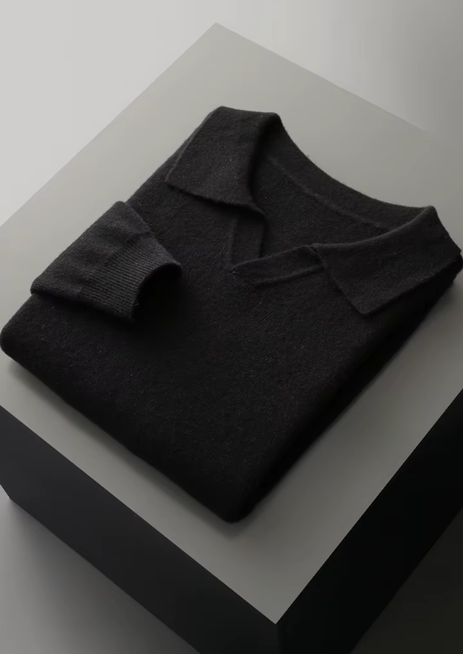 Polo Canelada Sem Botões em Lã Merino Extrafina Pura