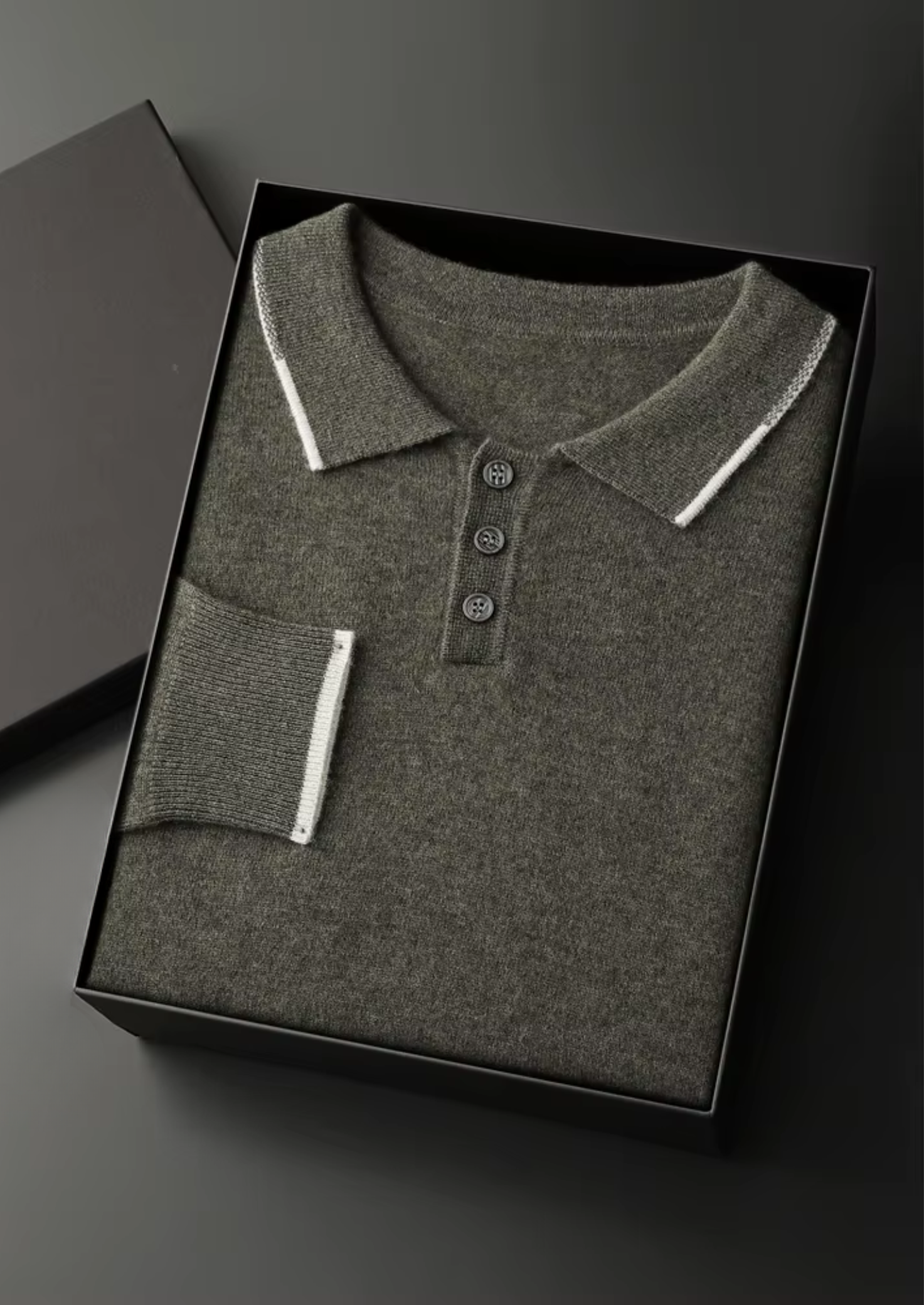 POLO BICOLOR COM BOTÕES EM CASHMERE PREMIUM
