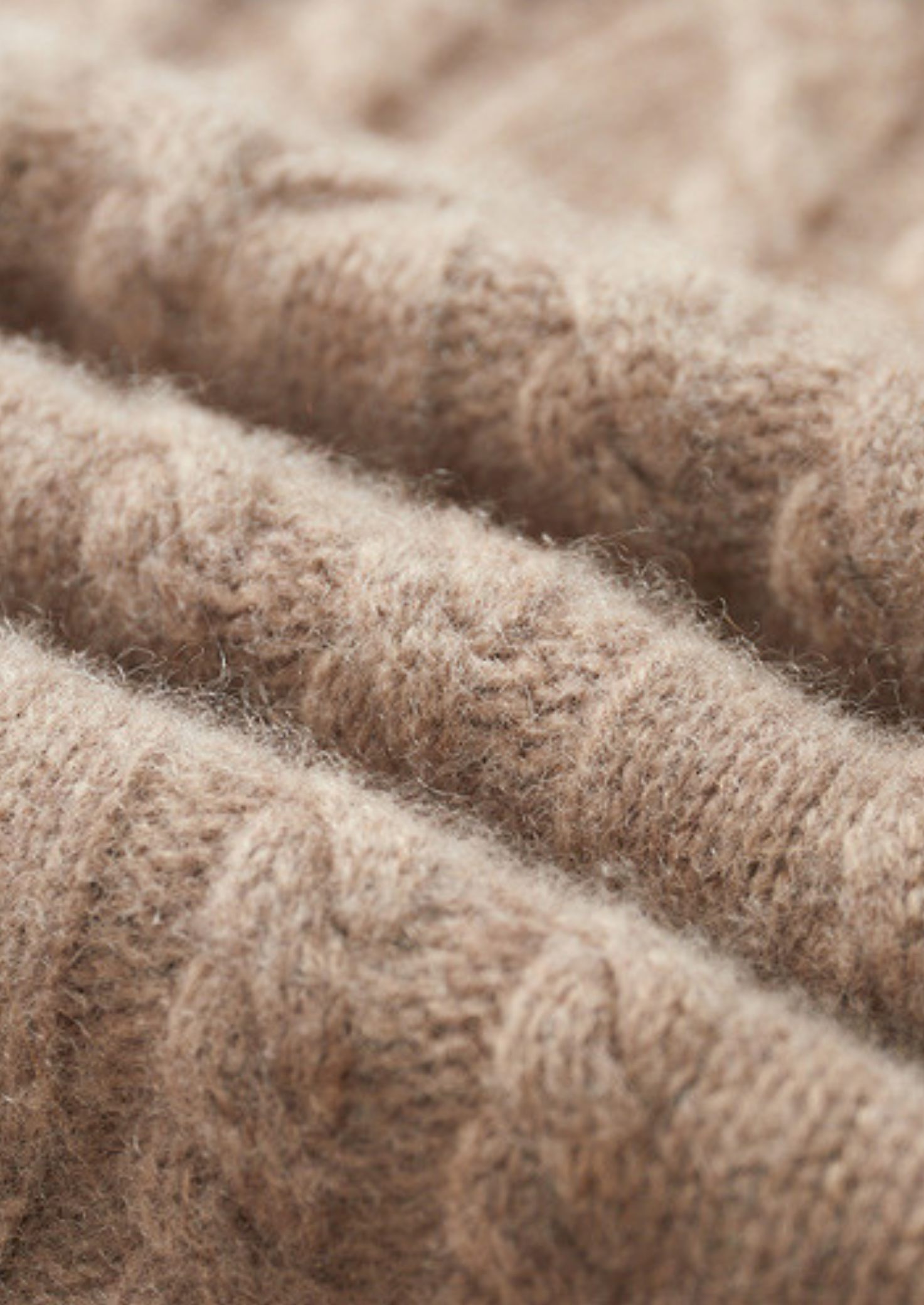 Suéter Cashmere Puro Trançado Meio Zíper Bege