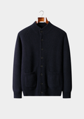 Overshirt Cashmere Puro com Botões Azul Marinho