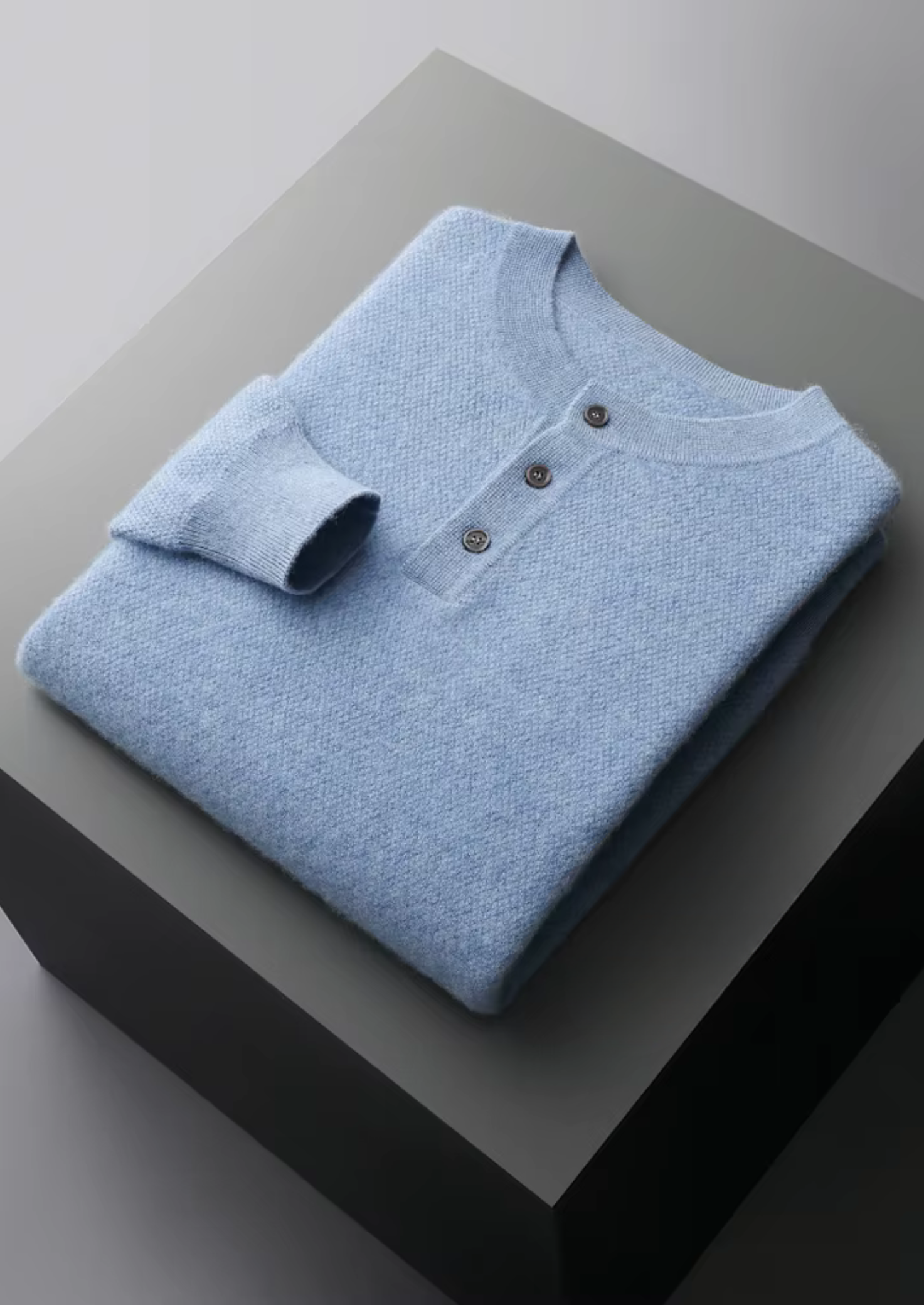 Suéter Henley Clássico em Cashmere Premium