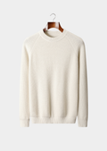 Suéter Gola Careca Raglan Canelado em Lã Merino Extrafina