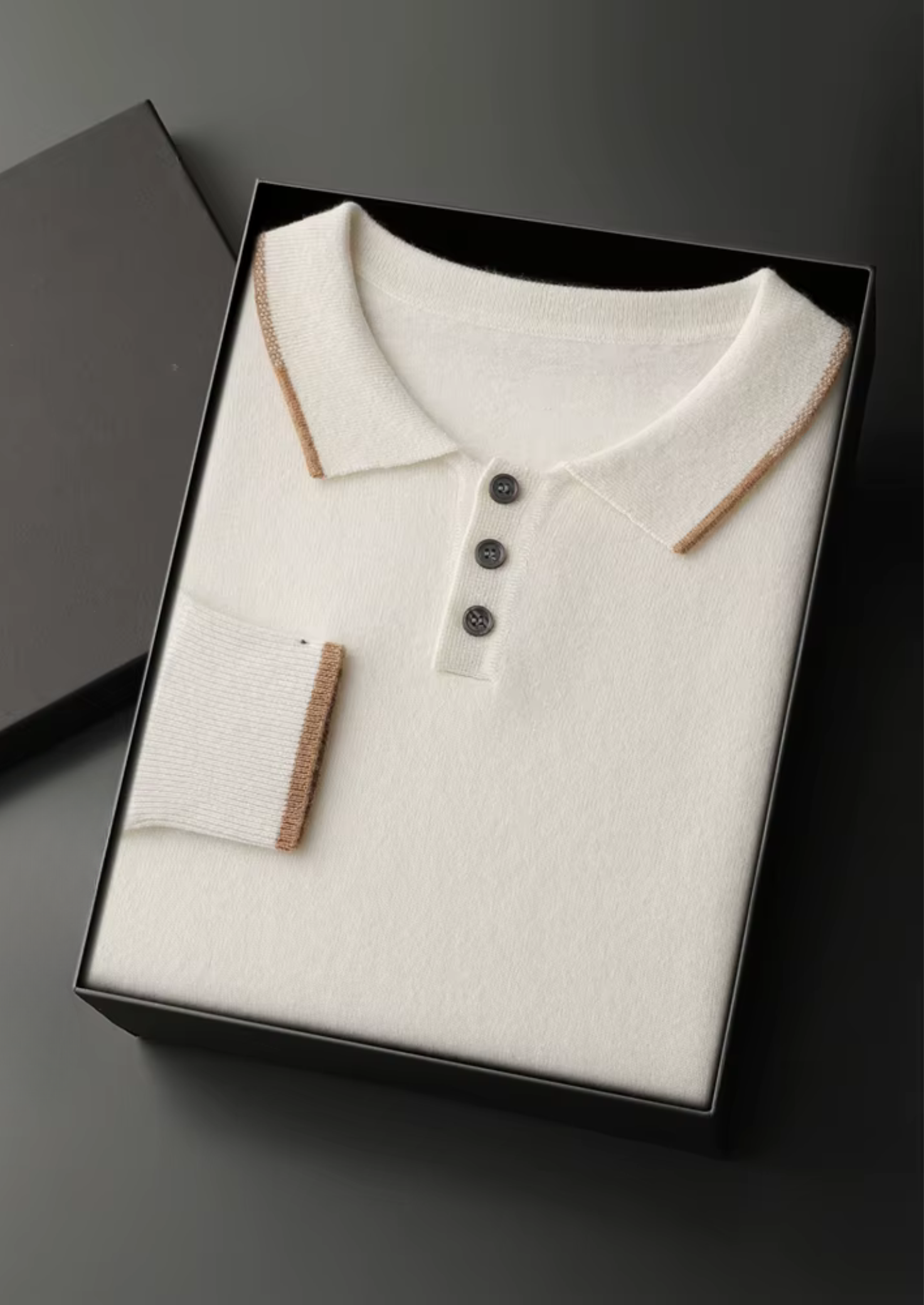 POLO BICOLOR COM BOTÕES EM CASHMERE PREMIUM