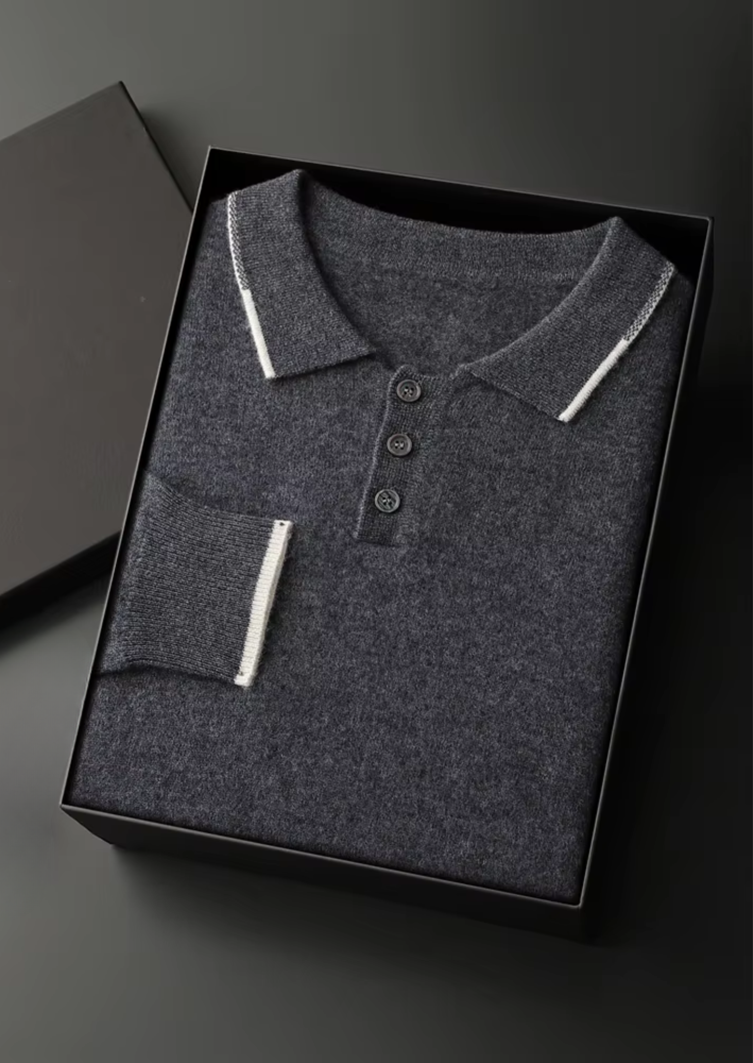 POLO BICOLOR COM BOTÕES EM CASHMERE PREMIUM