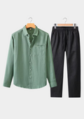 Conjunto de Verão Dolcevita Manga Longa - Verde/Preto