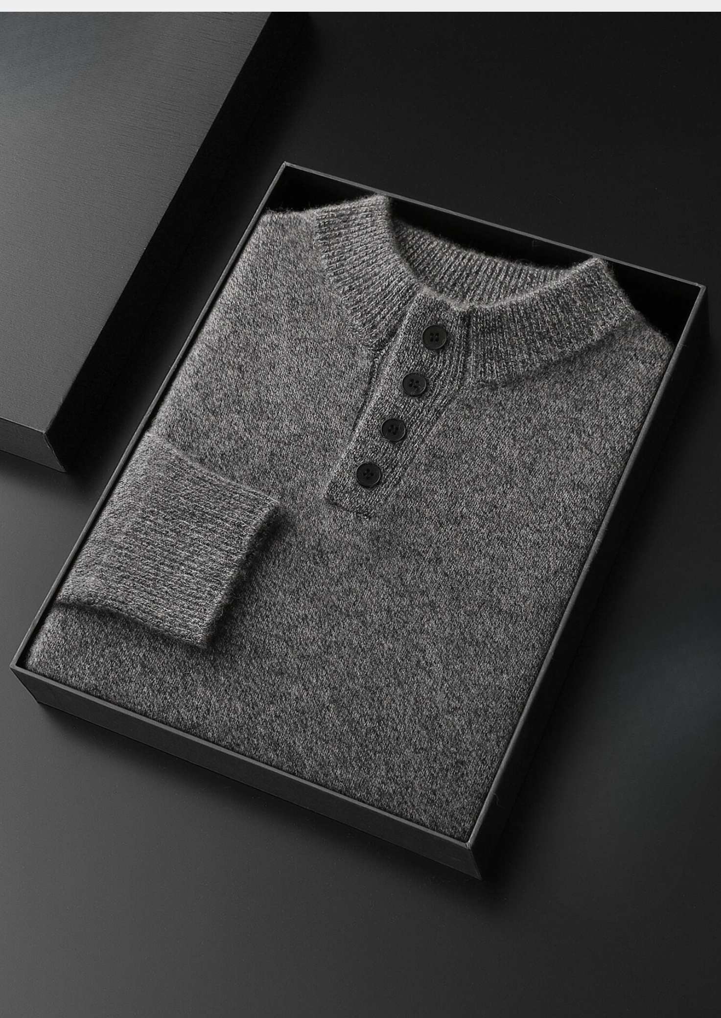 SUÉTER COM BOTÕES EM CASHMERE PURO CINZA CLARO