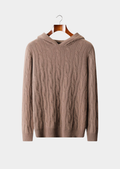 Moletom de Cashmere Puro Tricô Trançado Bege