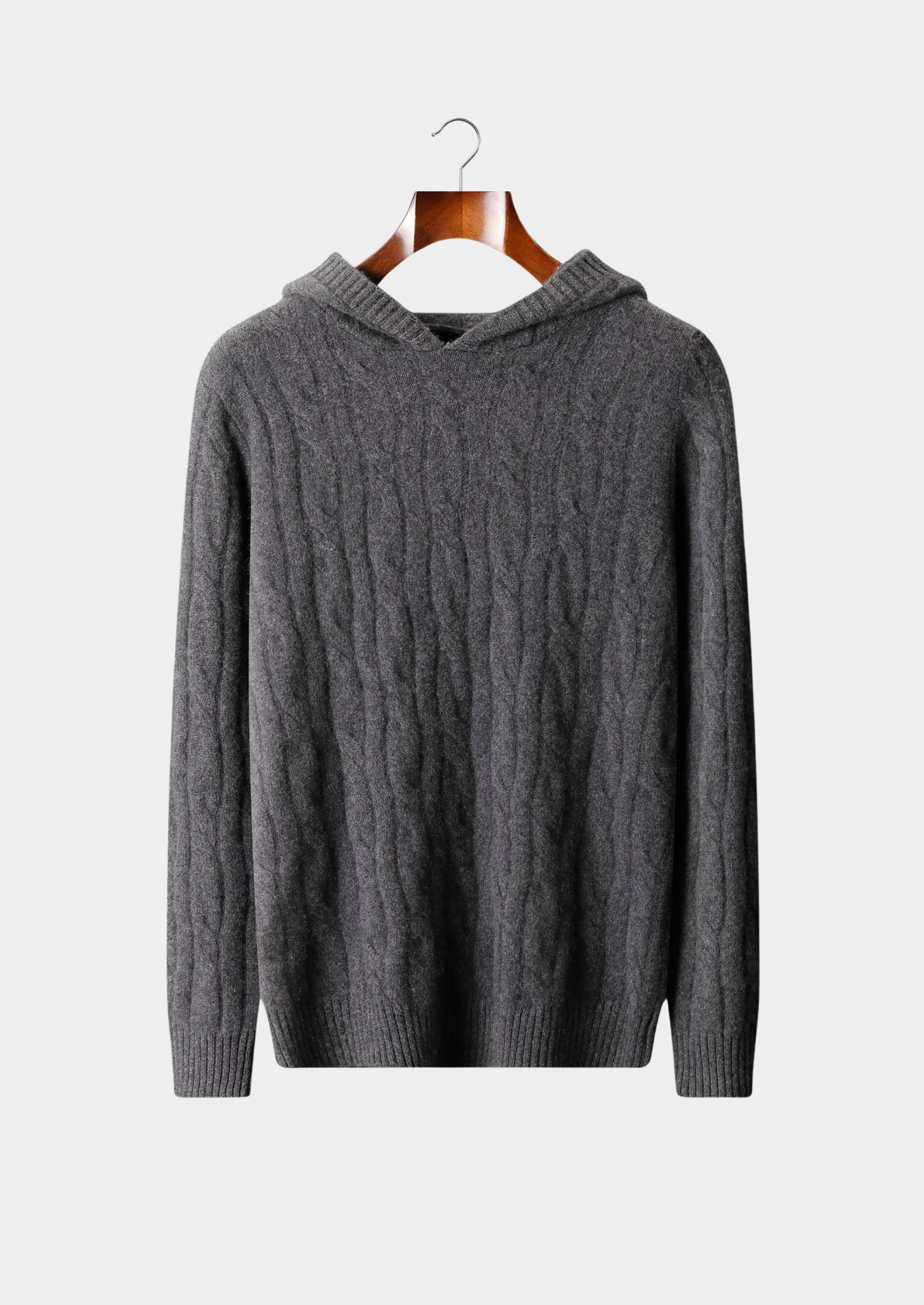 Moletom Trançado Cashmere Puro Cinza Escuro