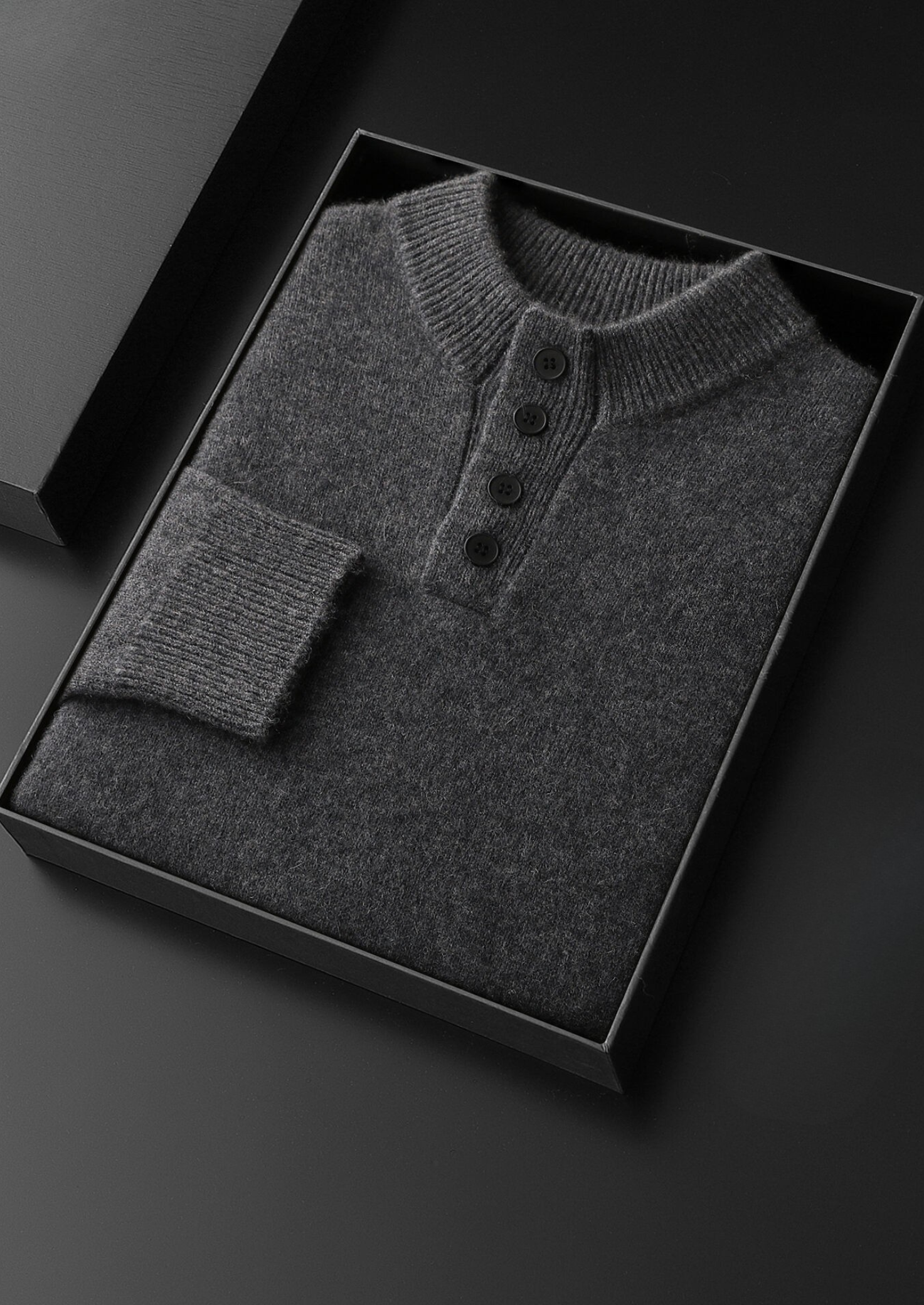SUÉTER COM BOTÕES EM CASHMERE PURO CINZA ESCURO