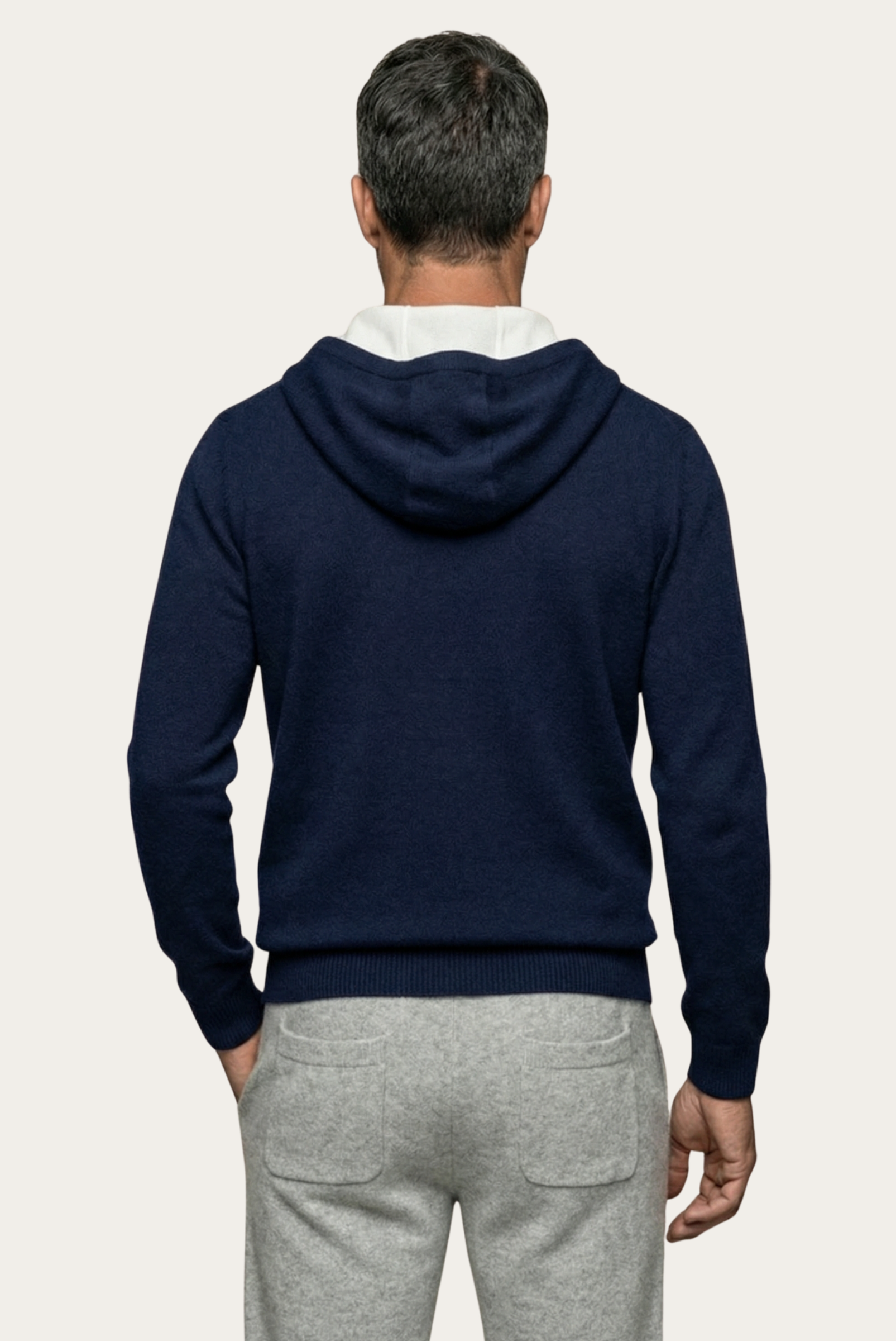 Cardigan de Cashmere Drapeado Azul-Marinho
