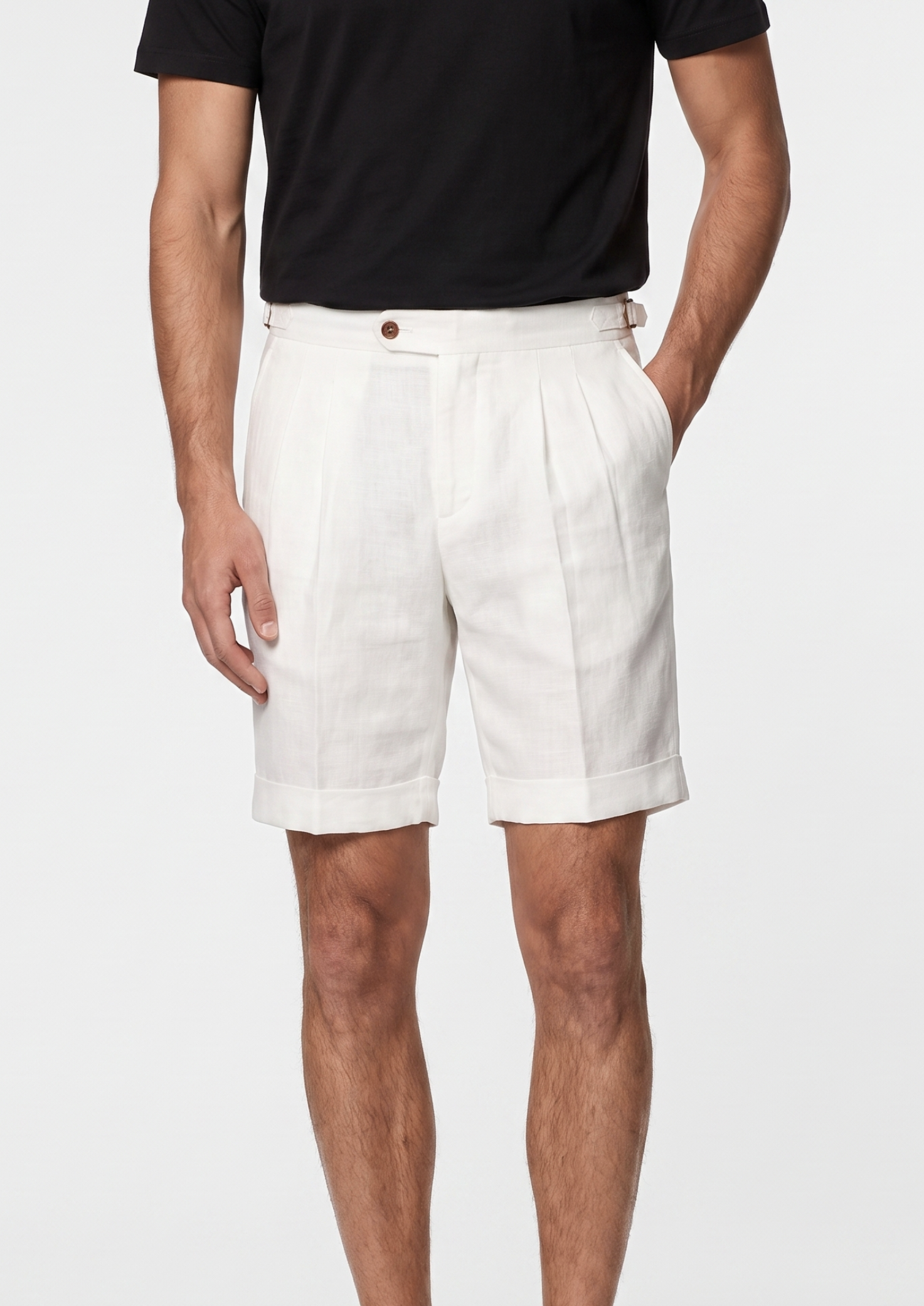 Shorts SEASIDE Plissado de Linho Branco