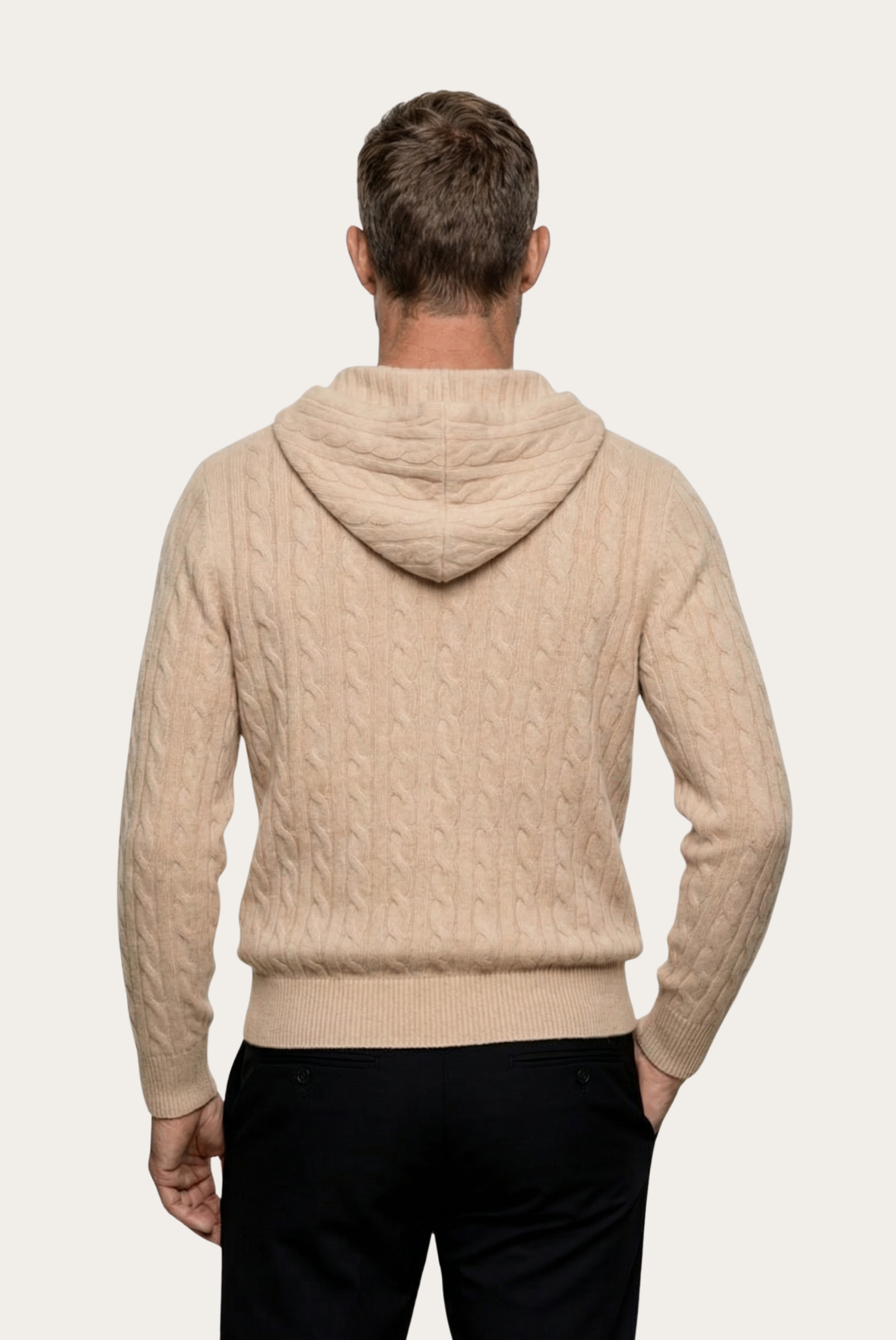 Jaqueta de Cashmere com Zíper Bege