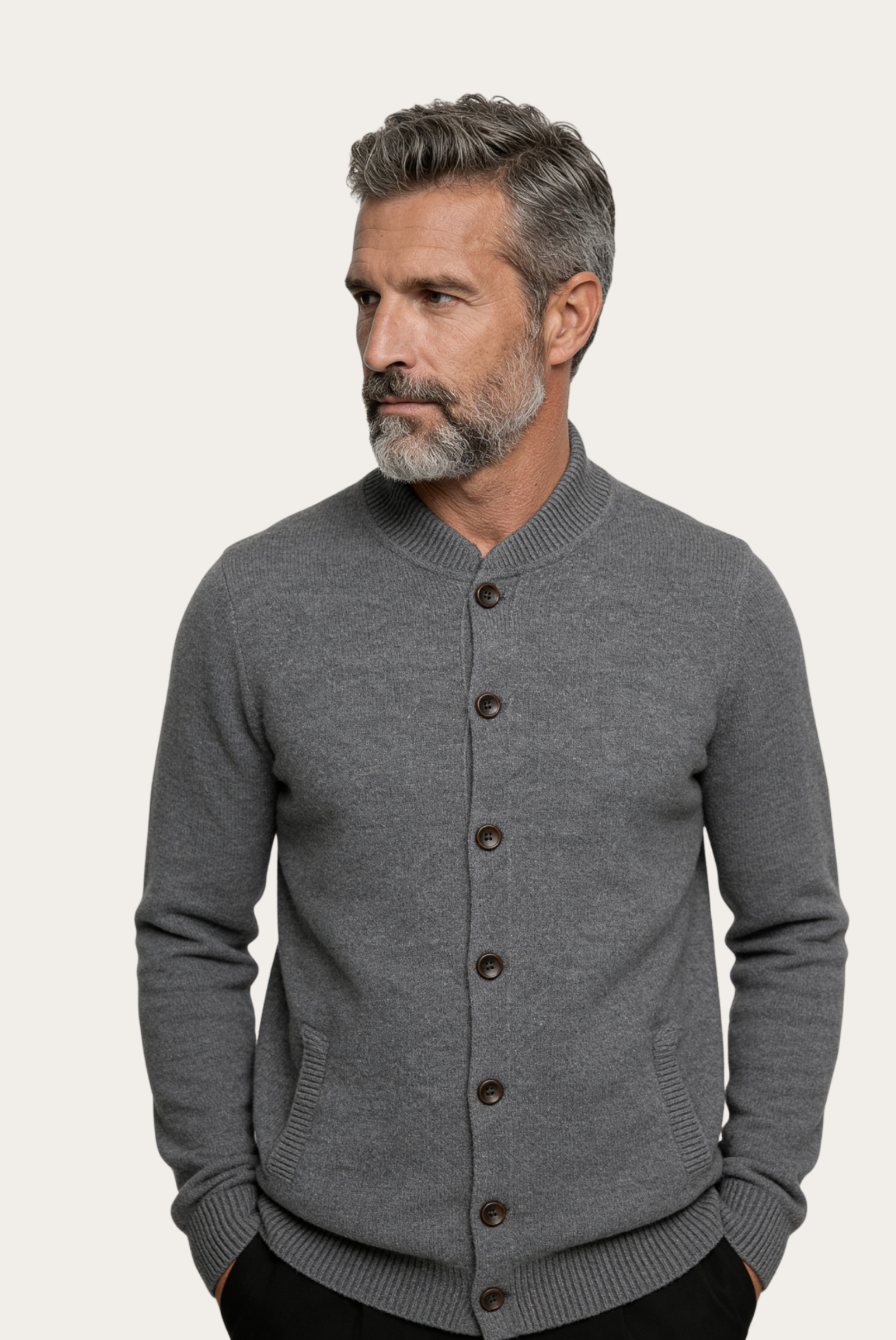 Cardigan de Cashmere Cinza