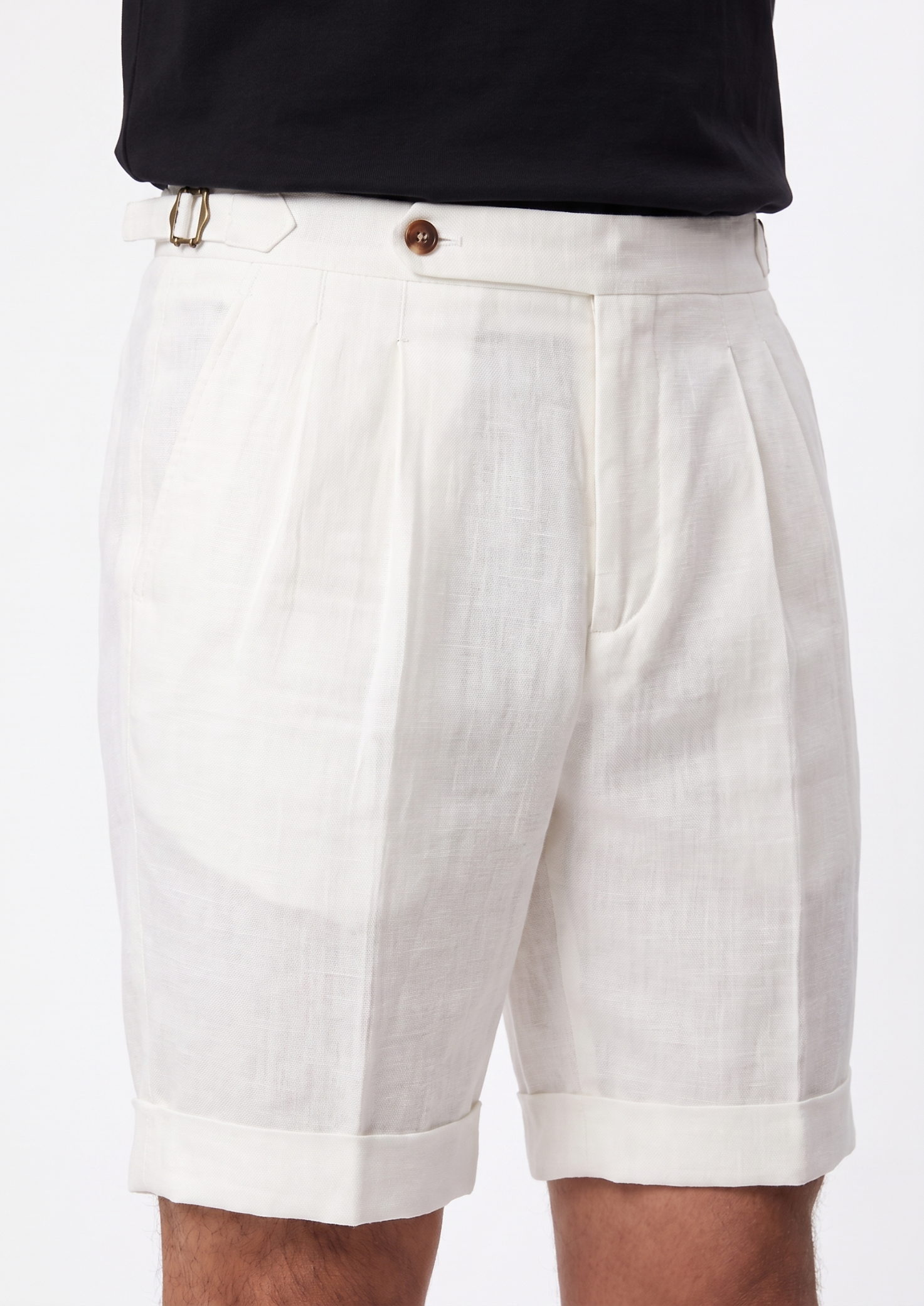 Shorts SEASIDE Plissado de Linho Branco