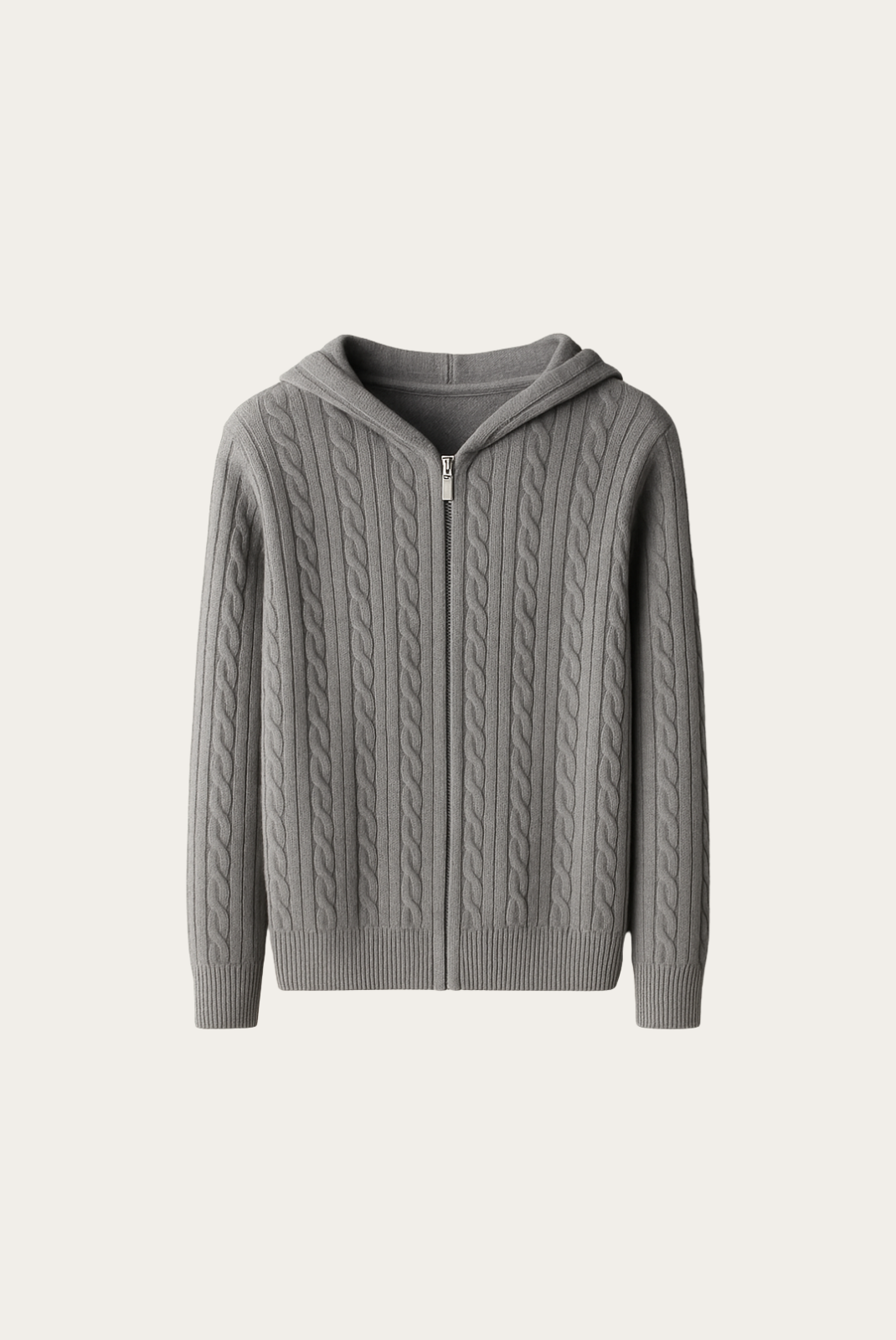 Jaqueta de Cashmere com Zíper Cinza