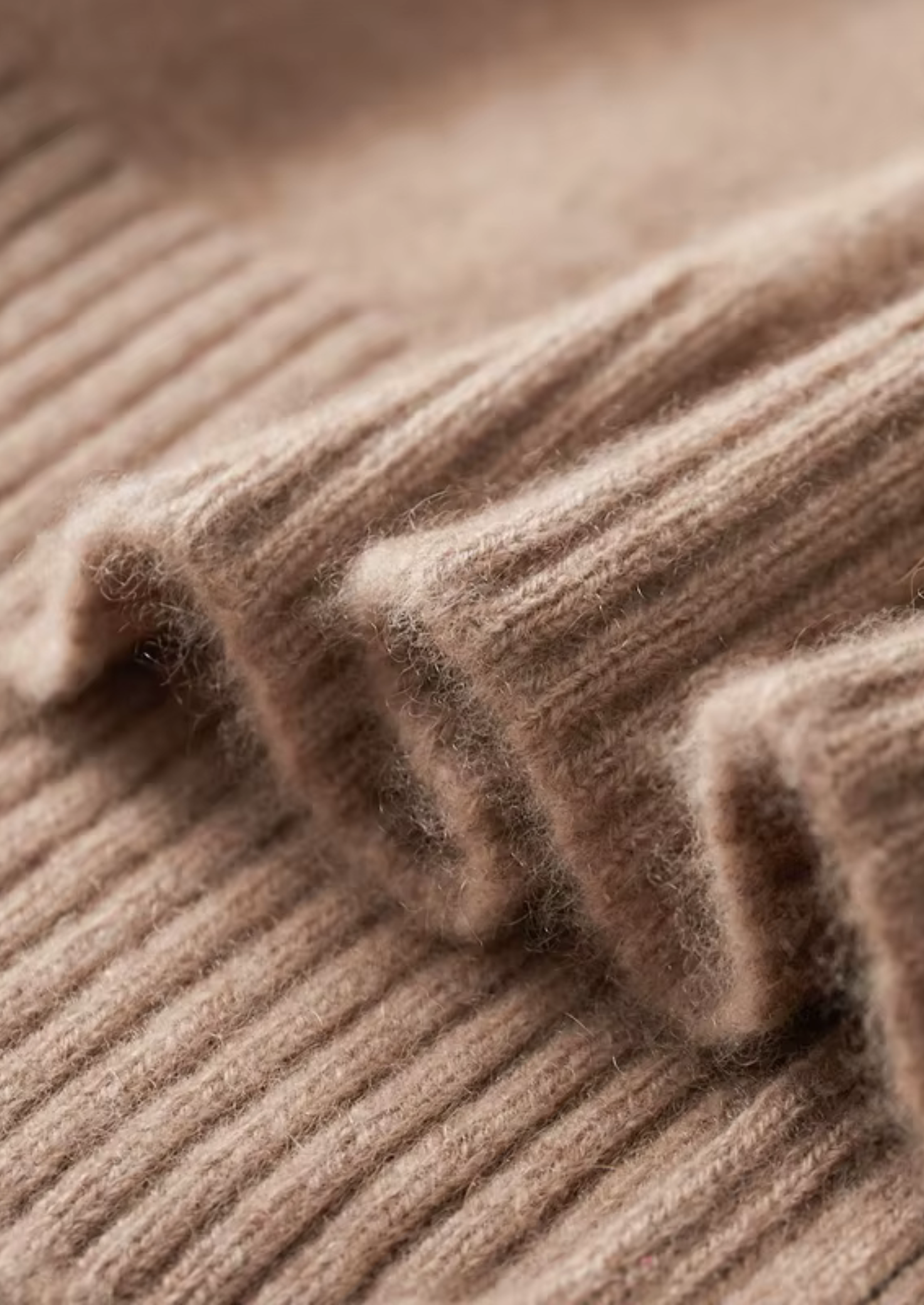 CARDIGAN GOLA FUNIL EM CASHMERE PURO BEGE