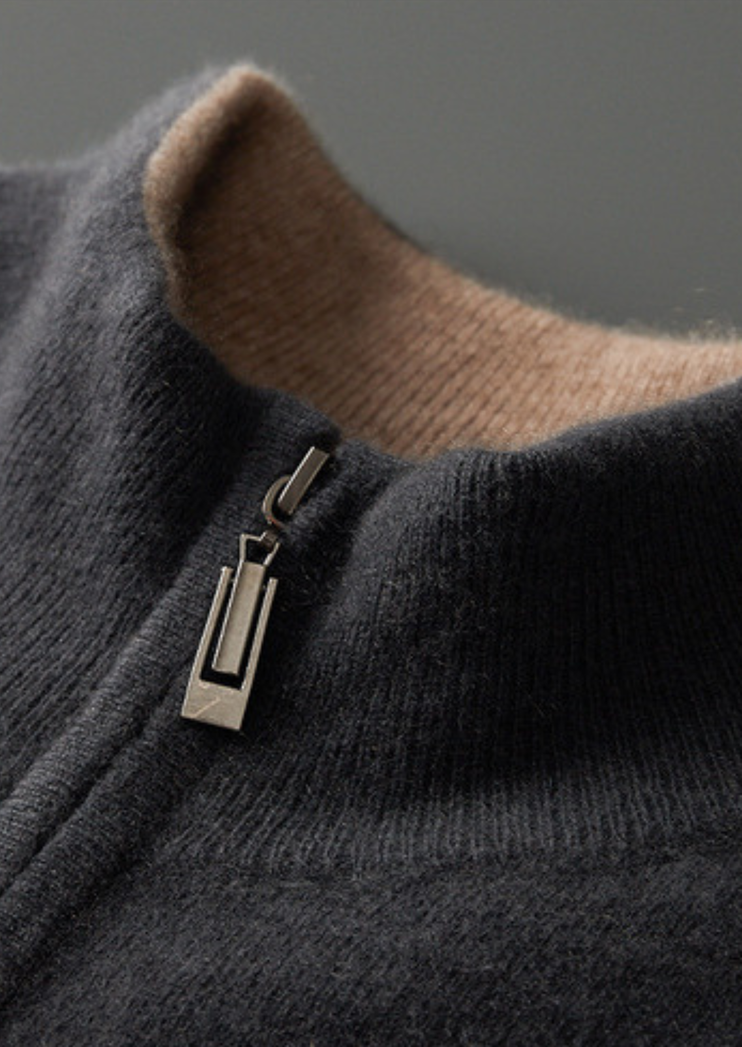CARDIGAN DUPLO ZÍPER EM CASHMERE PURO CINZA ESCURO
