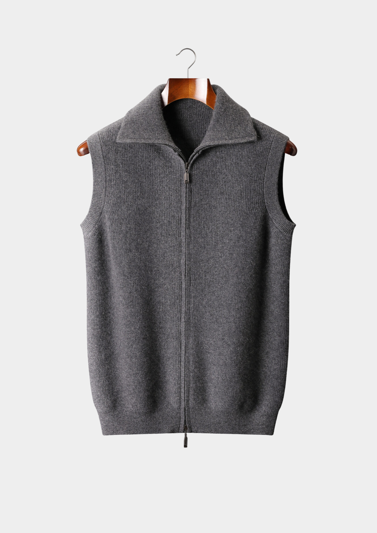 Colete Cashmere Puro Cinza Escuro
