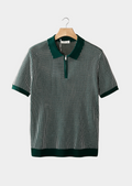 POLO ZÍPER TEXTURA GEOMÉTRICA VERDE