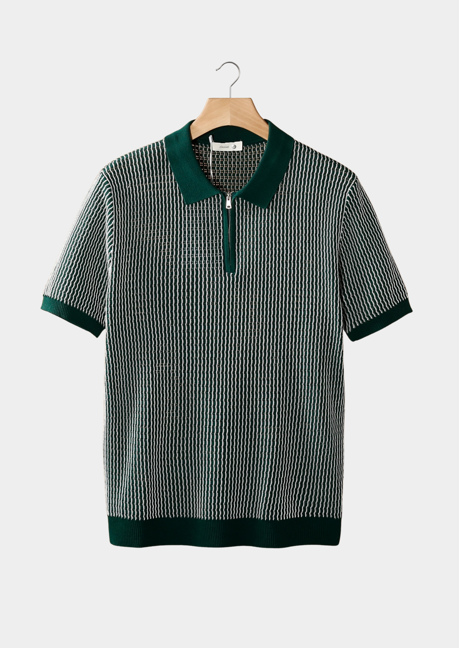 POLO ZÍPER TEXTURA GEOMÉTRICA VERDE
