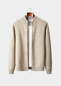Cardigan com Zíper em Lã Merino Extrafina Pura
