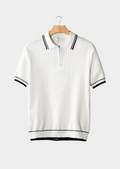 POLO BRANCA COM ZÍPER E TEXTURA ONDULADA