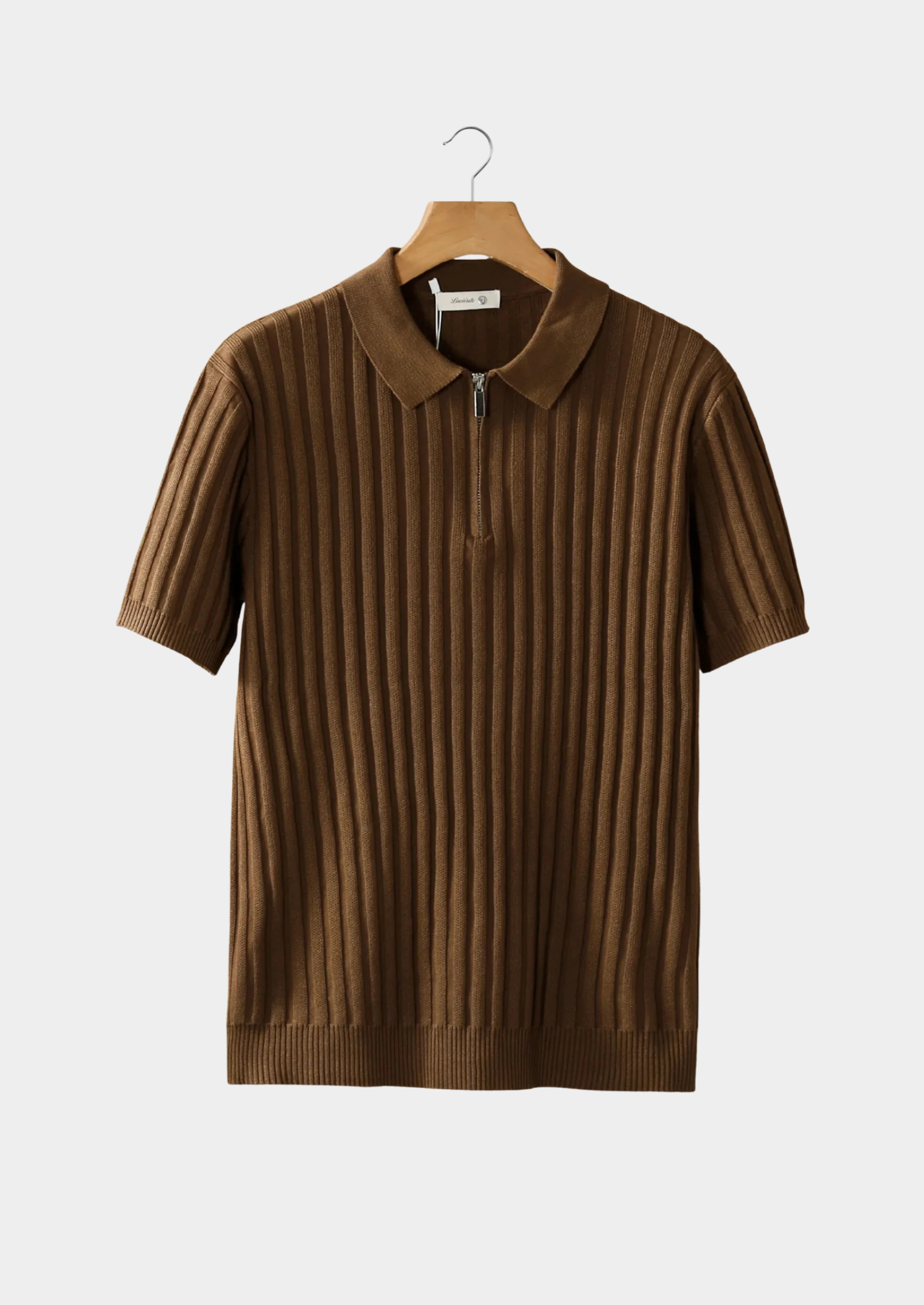 POLO CARAMELO CANELADA COM ZÍPER