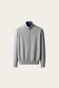Cardigan de Cashmere Dupla Face Cinza Claro