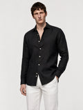 Leonina Linen Shirt — Black