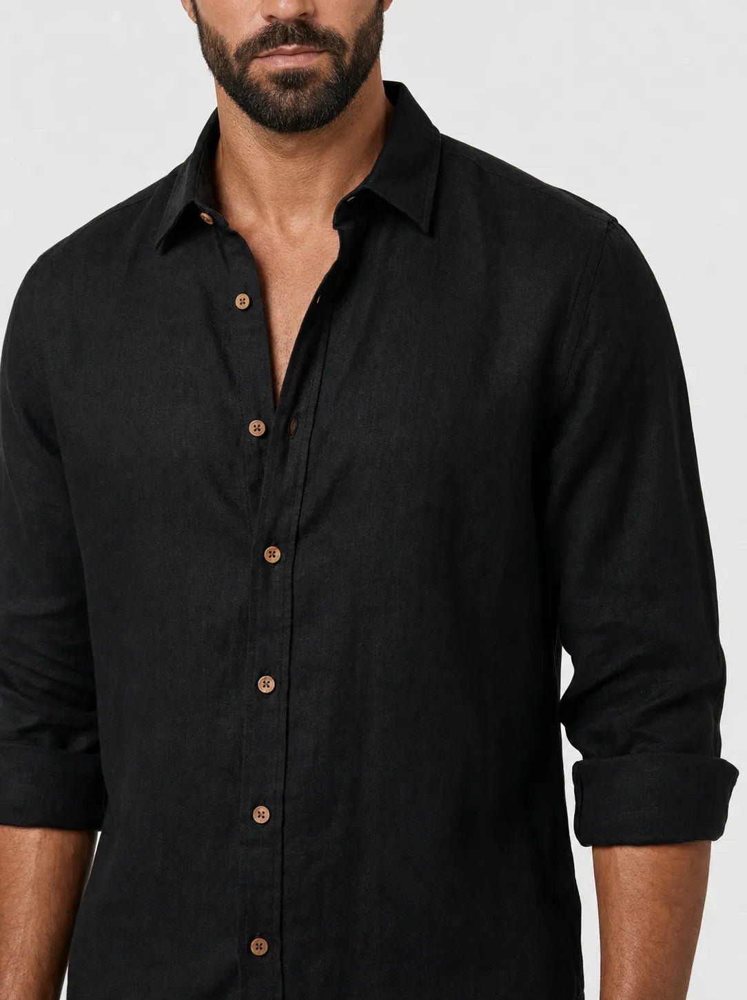 Leonina Linen Shirt — Black