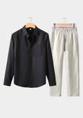 Conjunto de Verão Dolcevita Manga Longa - Preto/Bege