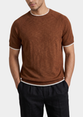 Camiseta CAPRI Caramelo em Linho com Contraste