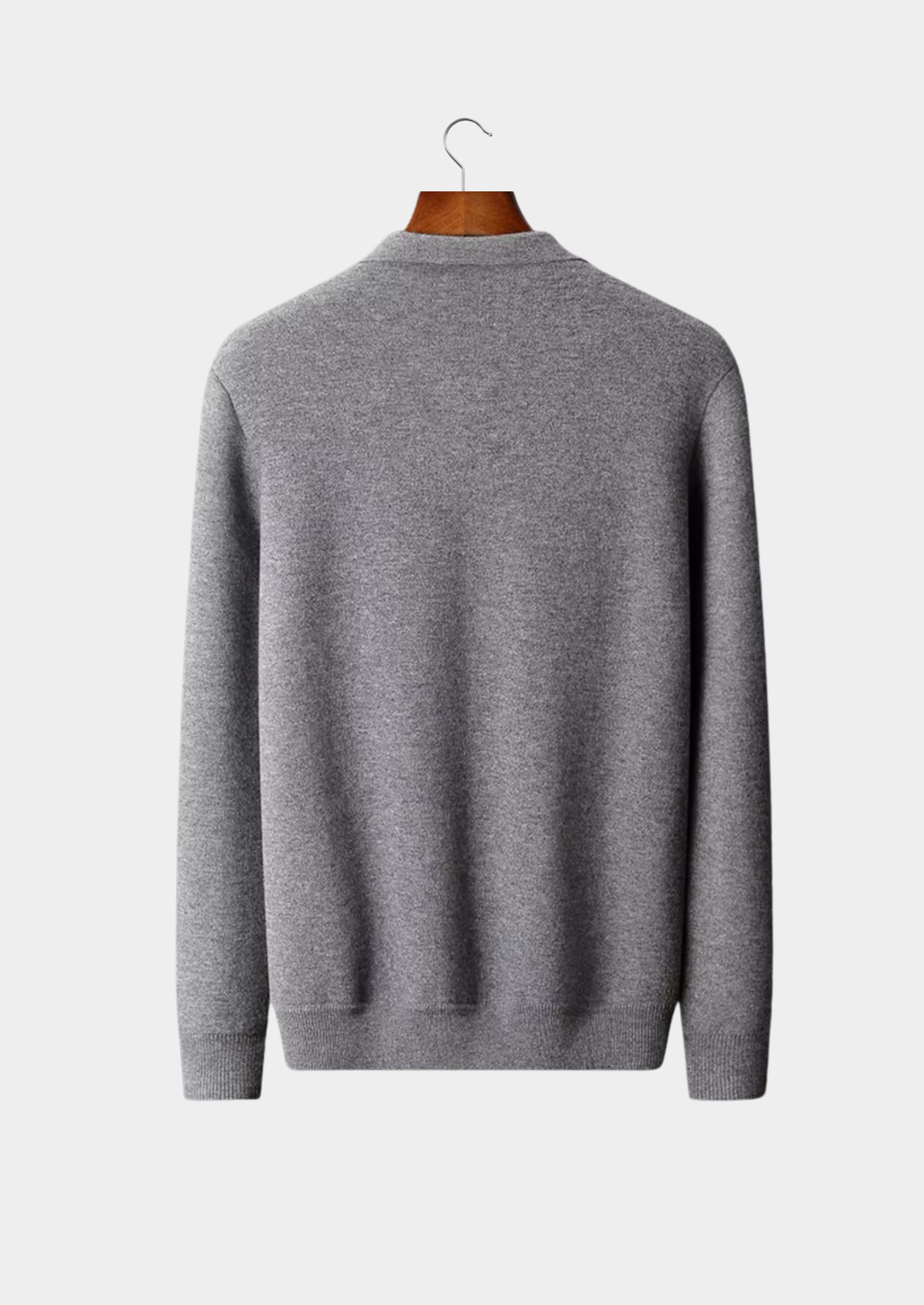 Cardigã Polo com Zíper em Lã Merino Extra-Fina Pura