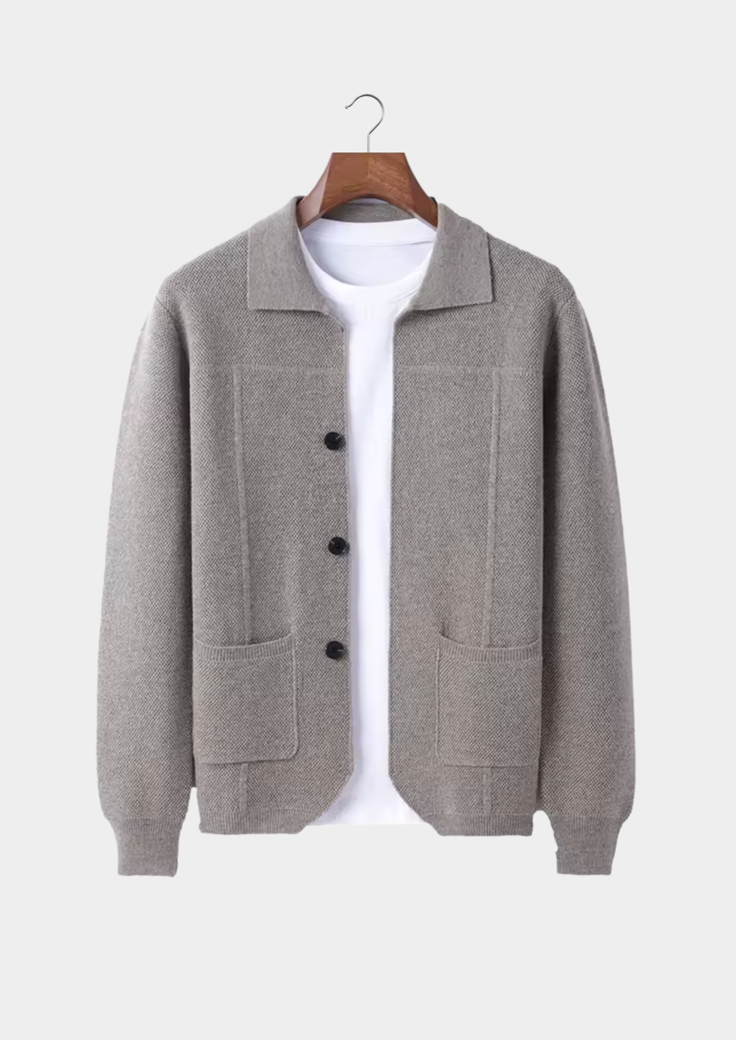 Overshirt com Botões em Lã Merino Extrafina Pura