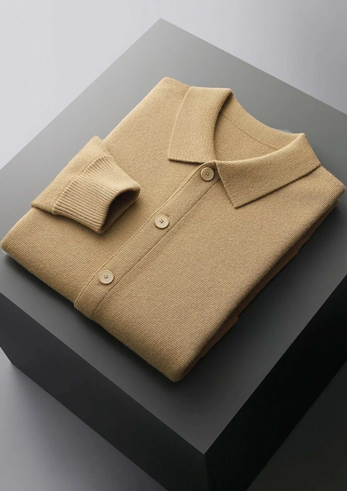 Overshirt com Botões em Lã Merino Extrafina Pura