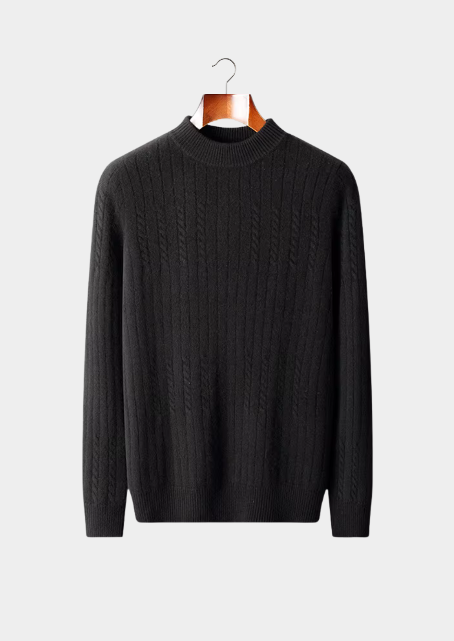 Mockneck Canelado em Lã Merino Extra-Fina Pura