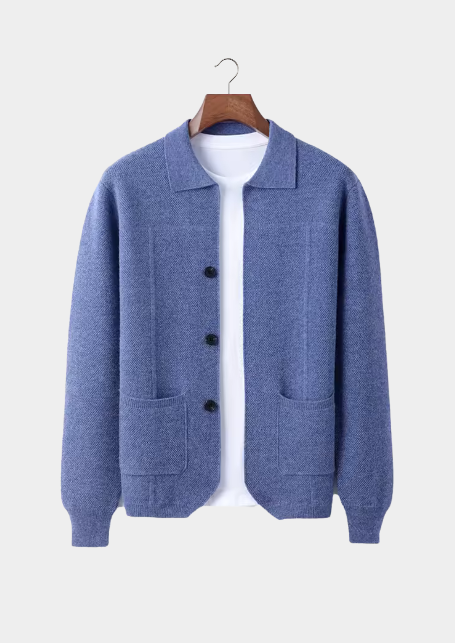 Overshirt com Botões em Lã Merino Extrafina Pura