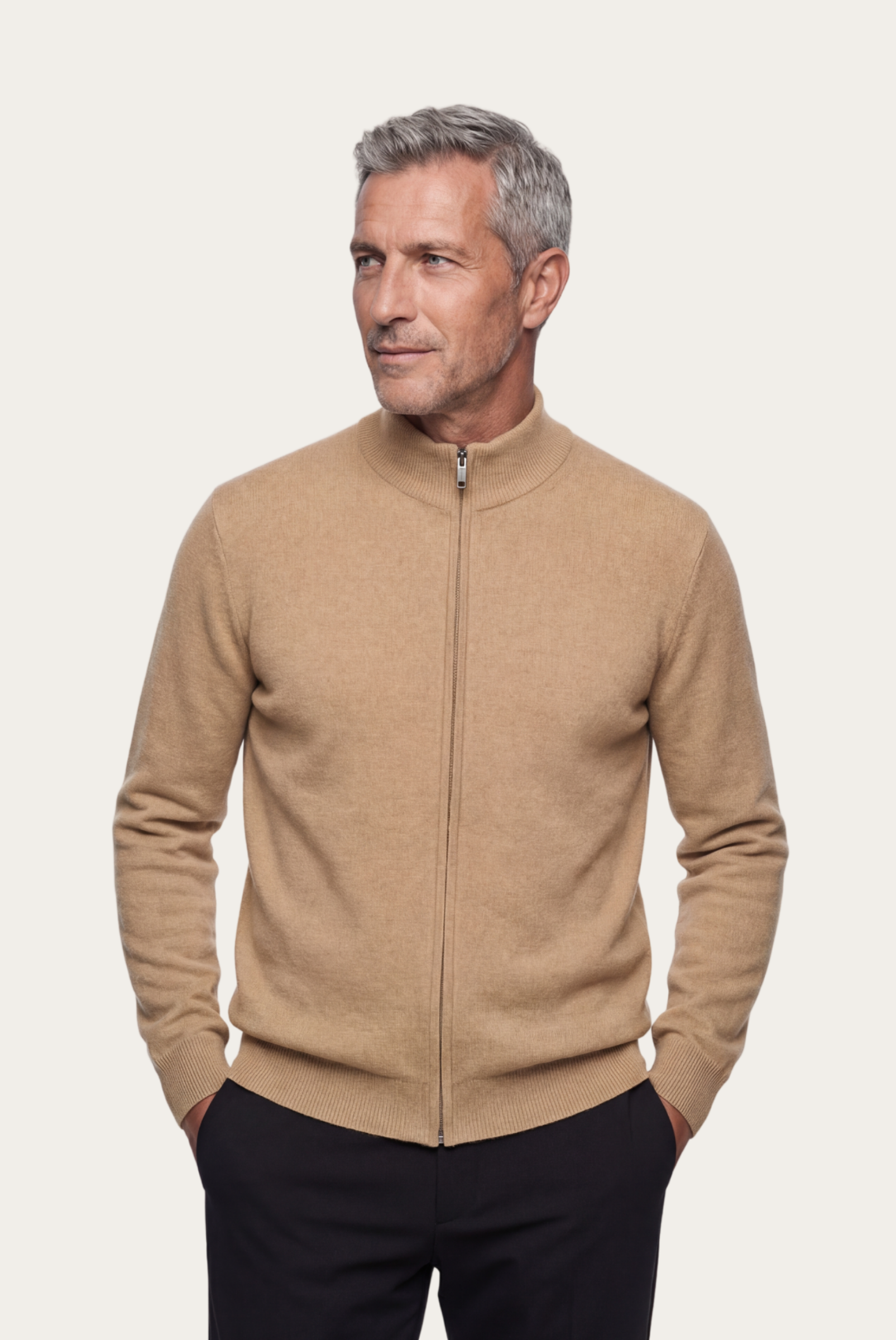 Cardigan de Cashmere Dupla Face Camelo