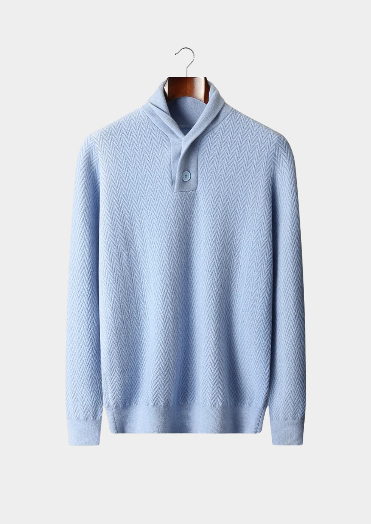 Suéter Premium em Cashmere com Botões e Padrão Zigue-Zague