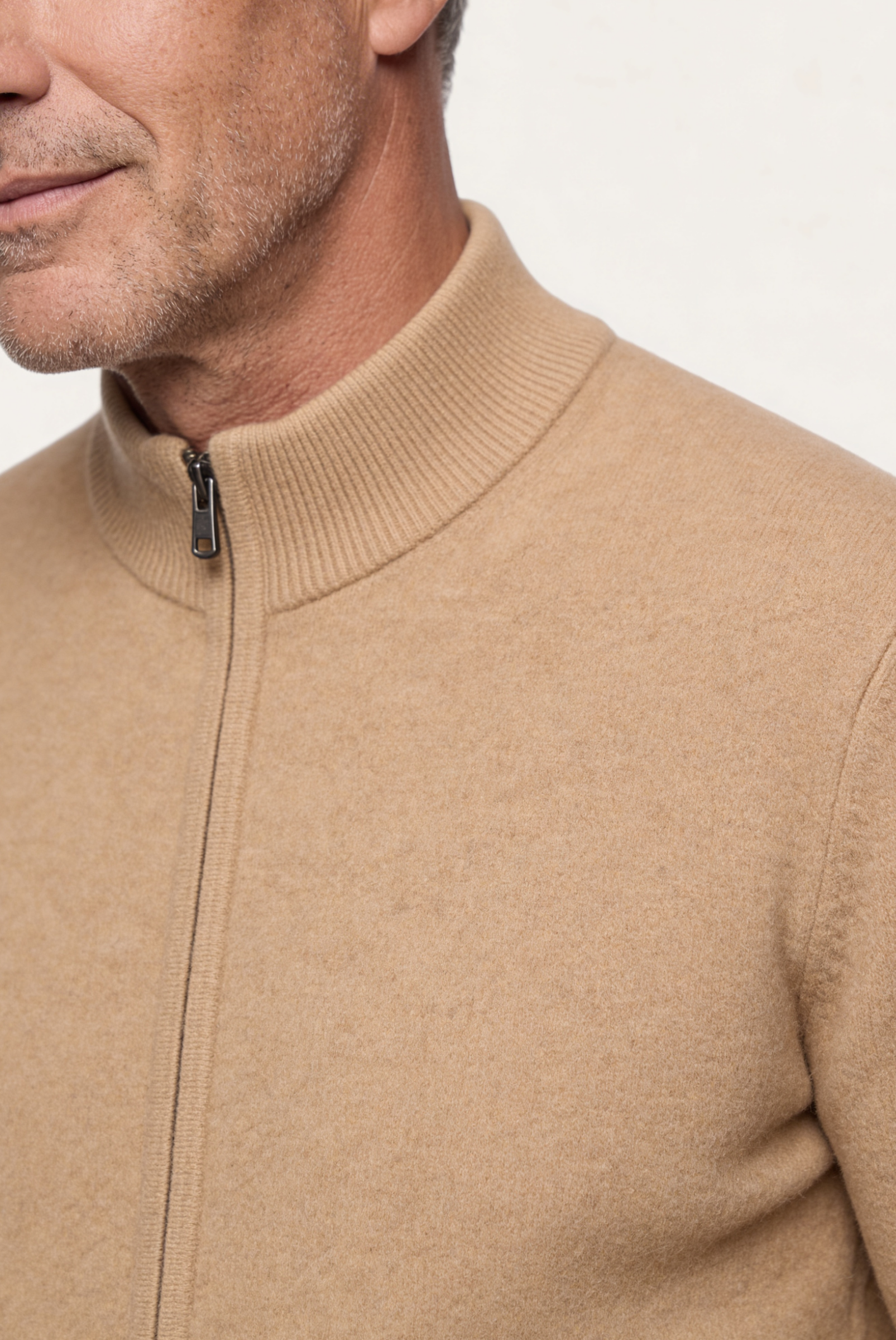 Cardigan de Cashmere Dupla Face Camelo