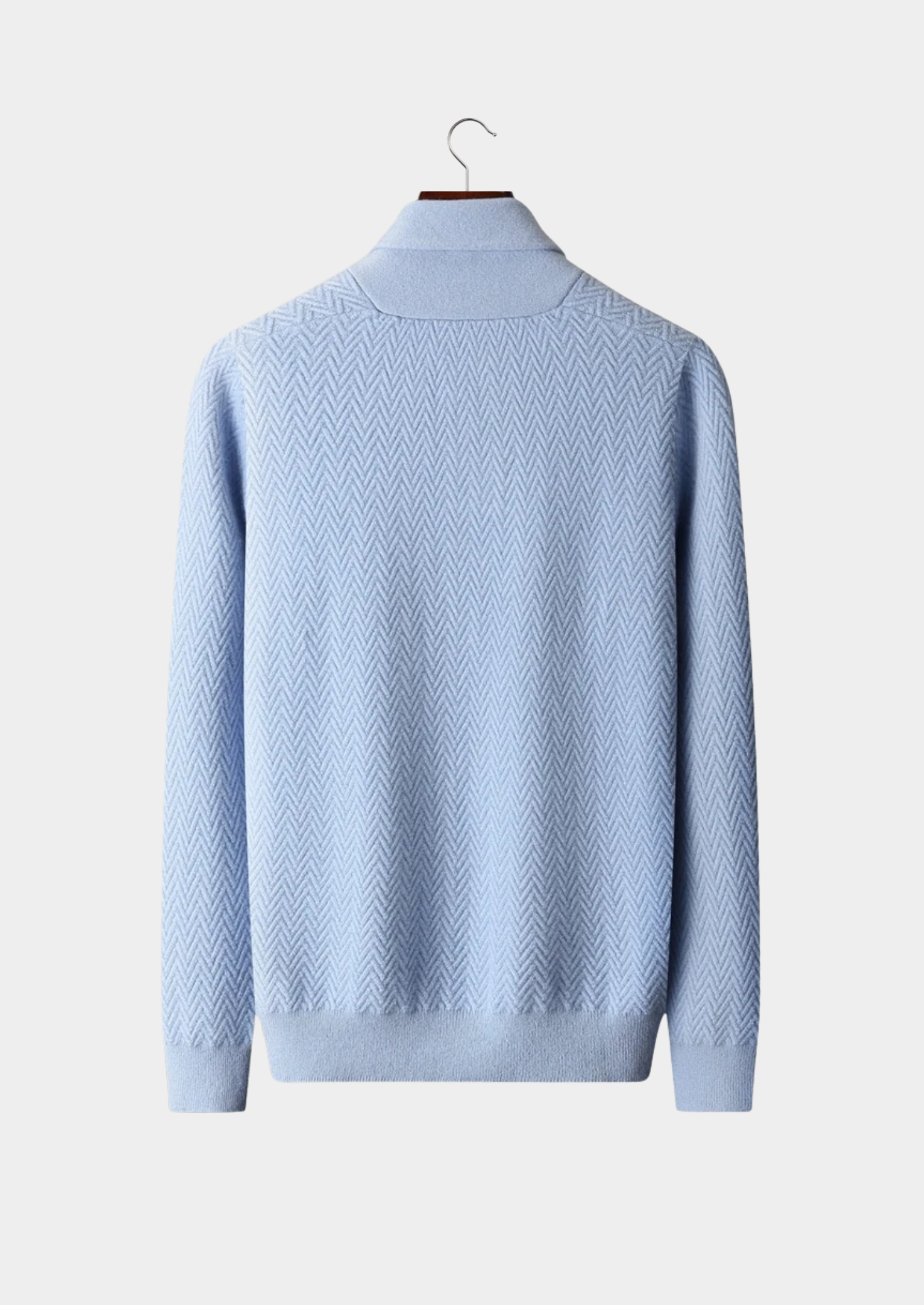 Suéter Premium em Cashmere com Botões e Padrão Zigue-Zague