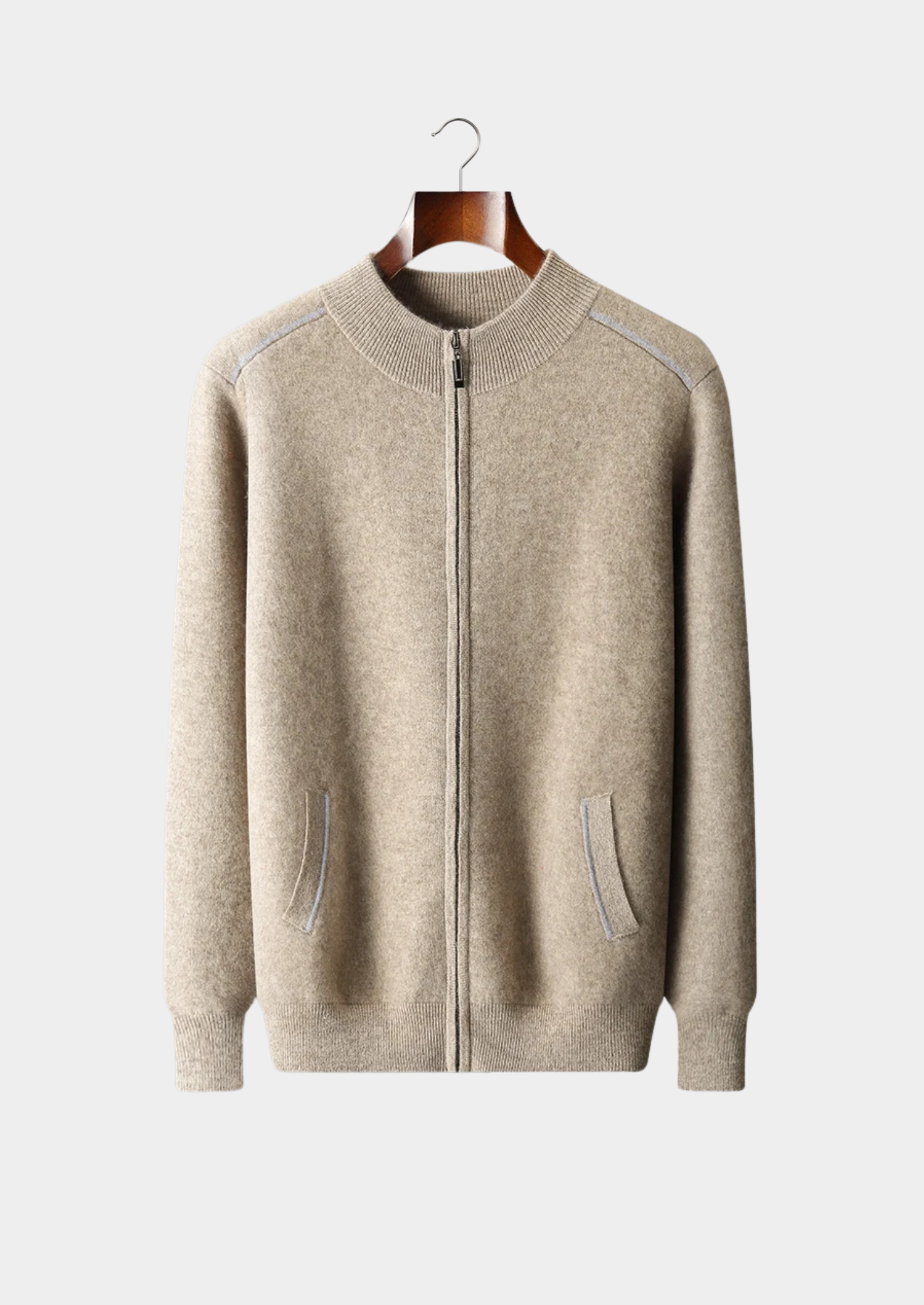 Cardigã Premium em Cashmere Bicolor com Zíper