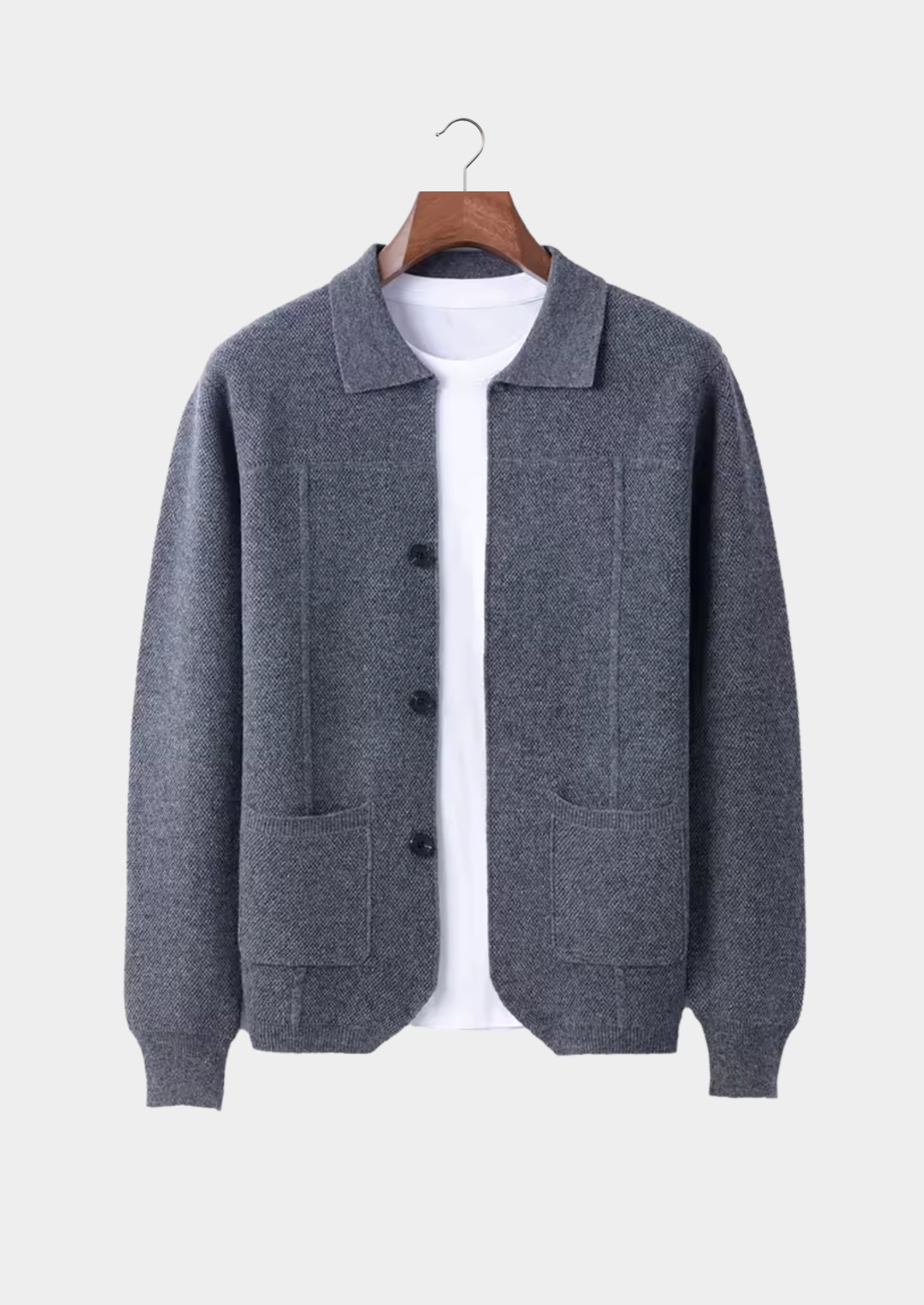 Overshirt com Botões em Lã Merino Extrafina Pura