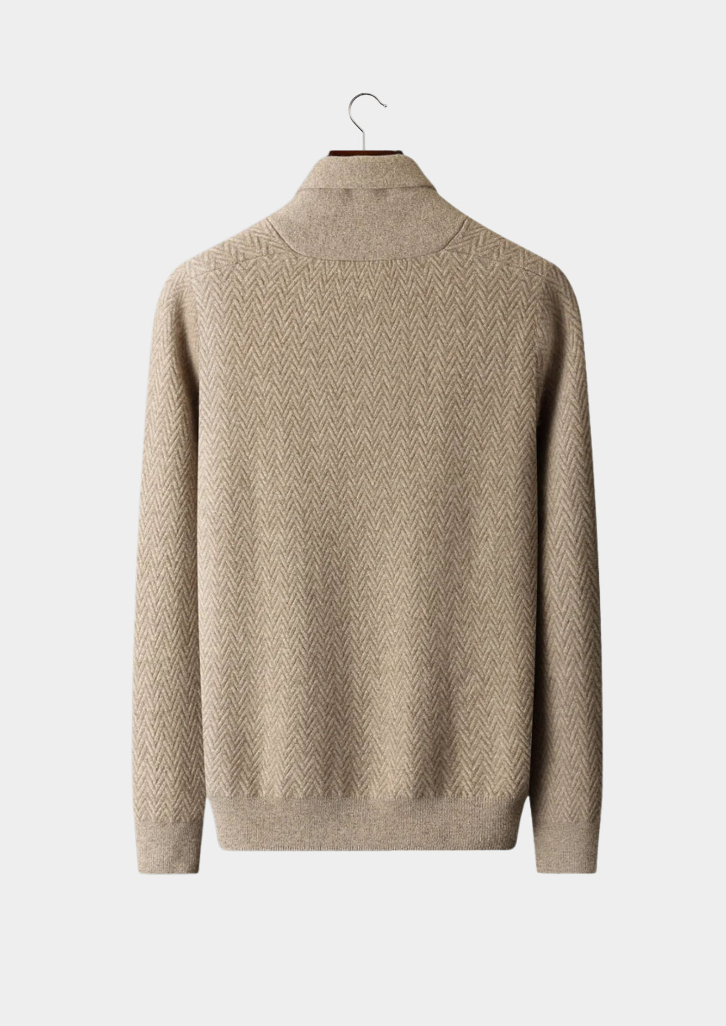 Suéter Premium em Cashmere com Botões e Padrão Zigue-Zague