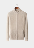 Cardigan Canelado em Caxemira Premium