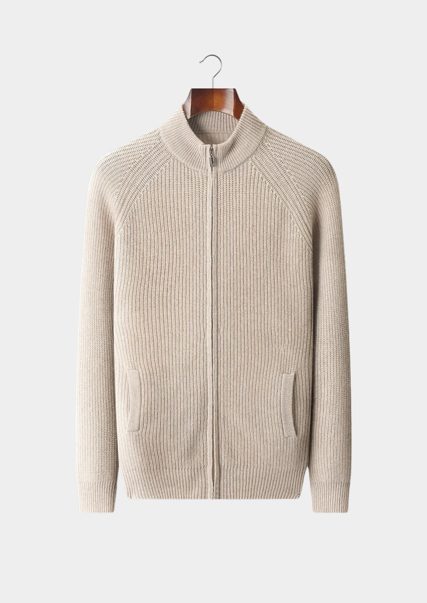 Cardigan Canelado em Caxemira Premium