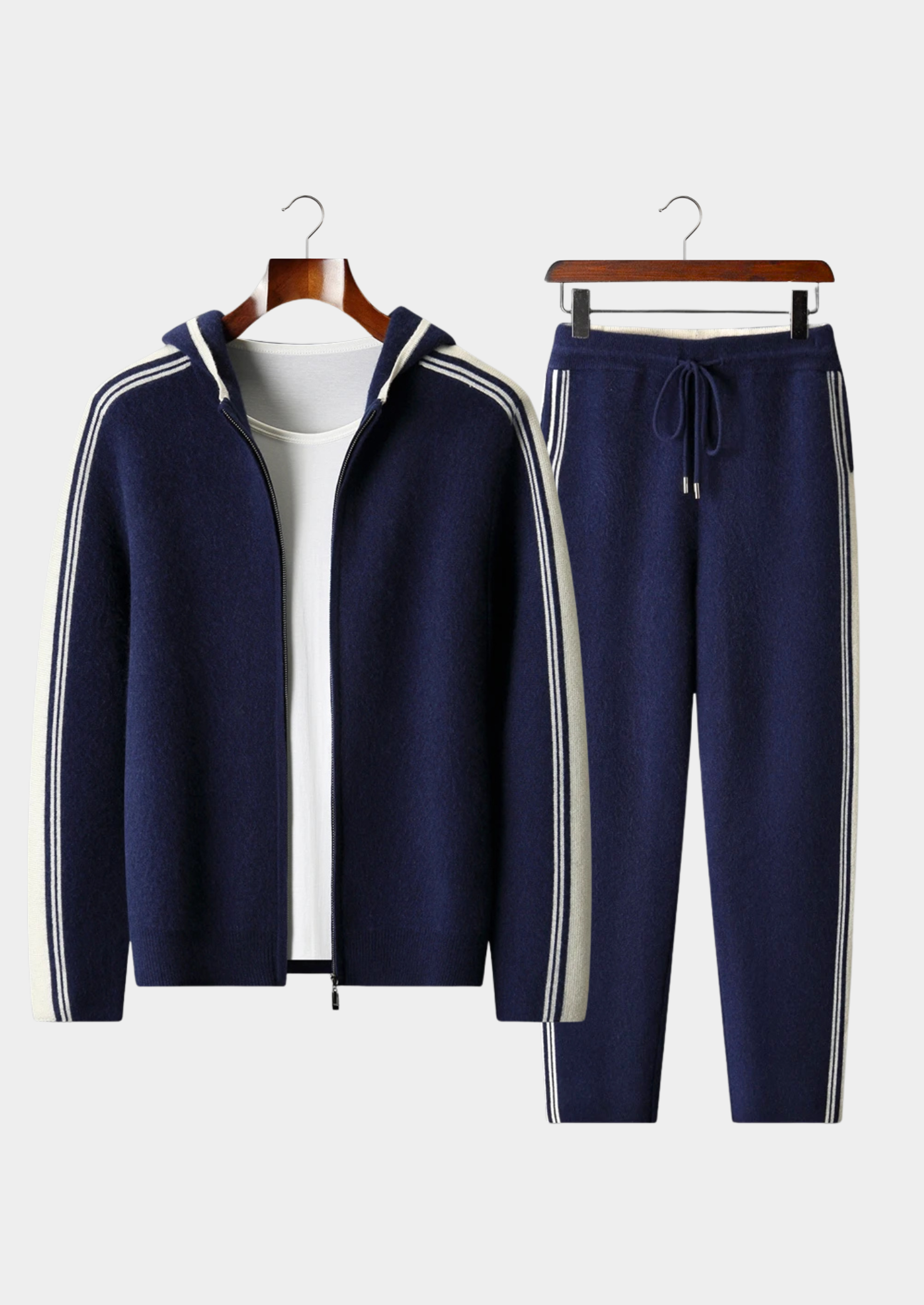 Conjunto Damien em Lã Merino Extrafina Pura Azul-Marinho