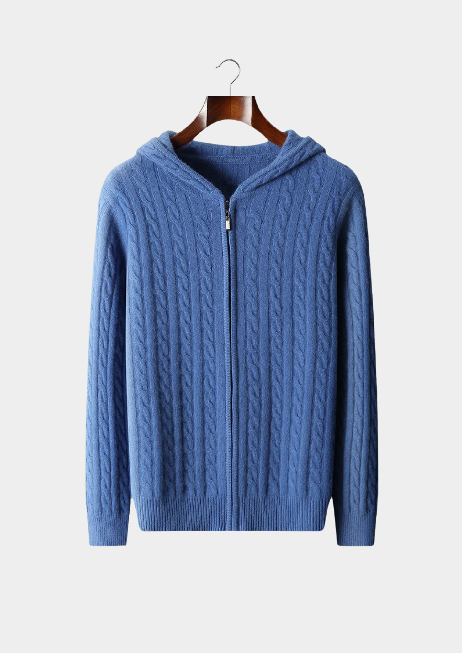 Moletom Premium em Cashmere com Zíper e Tricô Trançado