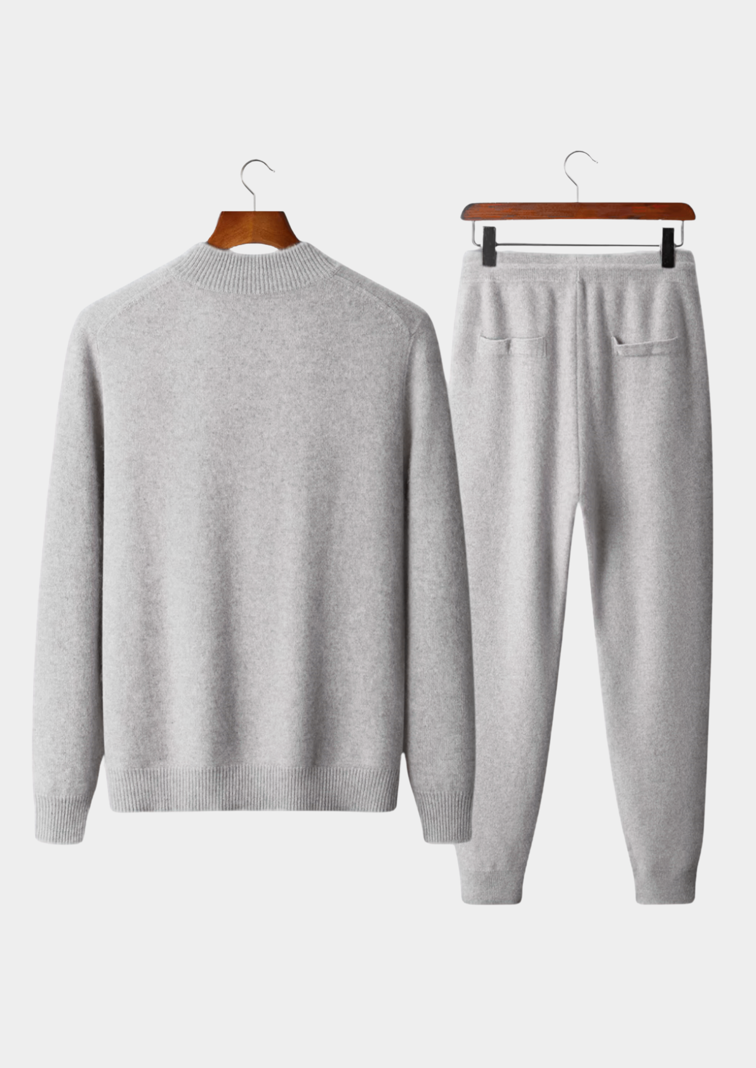 Conjunto Luzzo Cinza Claro em Lã Merino Extrafina Pura
