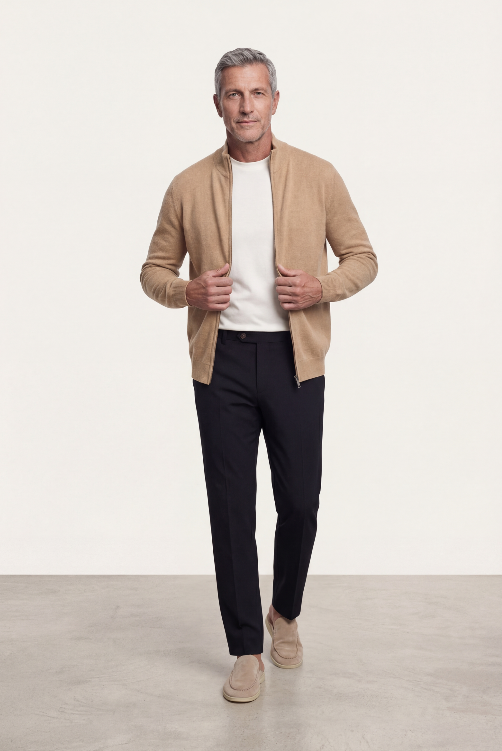 Cardigan de Cashmere Dupla Face Camelo
